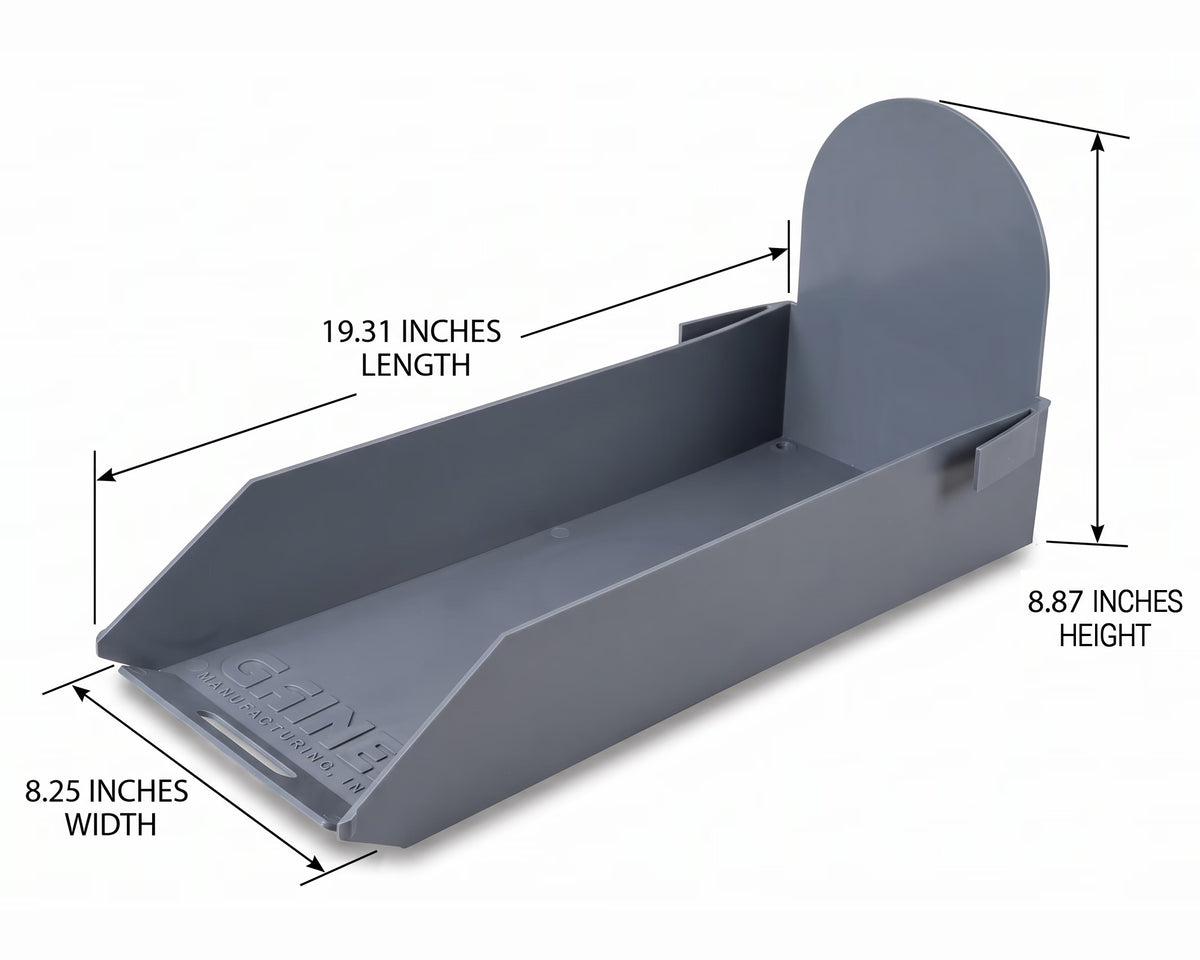 Janzer Slide Out Mailbox Tray by Gaines Manufacturing Inc is crafted from premium, high-durability gray polymer, featuring architecturally contoured raised sides and an elegantly tall back panel. Its generous dimensions—19.31 inches long, 8.25 inches wide, and 8.87 inches high—offer both superior functionality and a refined presence to enhance the curb appeal of luxury properties.