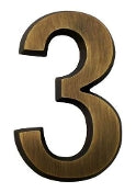HouseMark Number "3" Antique Brass